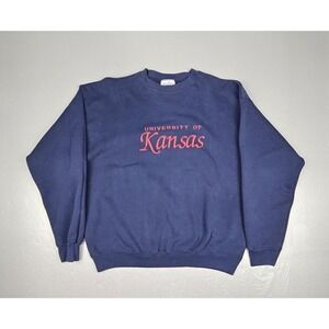 Vintage Velva Sheen KU Kansas Jawhawks Sweatshirt Mens XL‎ Blue Made In USA